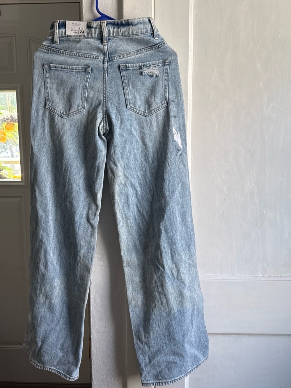 PacSun Light Blue Ripped Wide-Leg Jeans - Picture 2 of 8